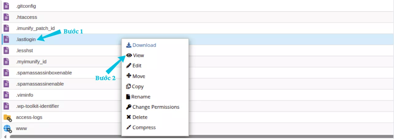 Tìm và xem file .lastlogin 