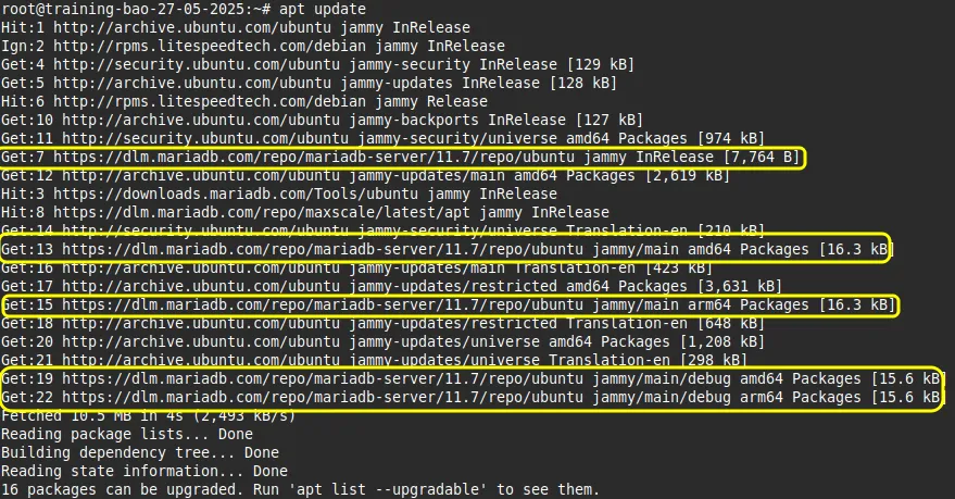 Kiểm tra tính khả dụng của phiên bản MariaDB