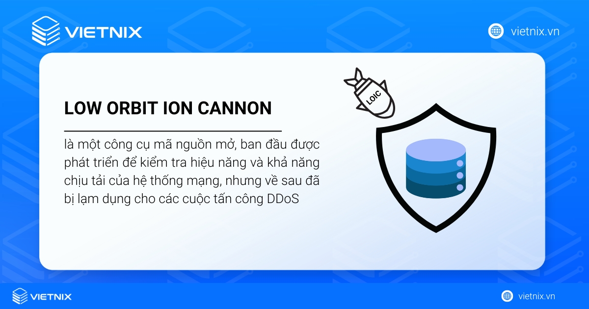Low Orbit Ion Cannon là gì? Công cụ DDoS và giải pháp chống 12 LOIC (Low Orbit Ion Cannon) là một phần mềm kiểm tra tải mạng mã nguồn mở,