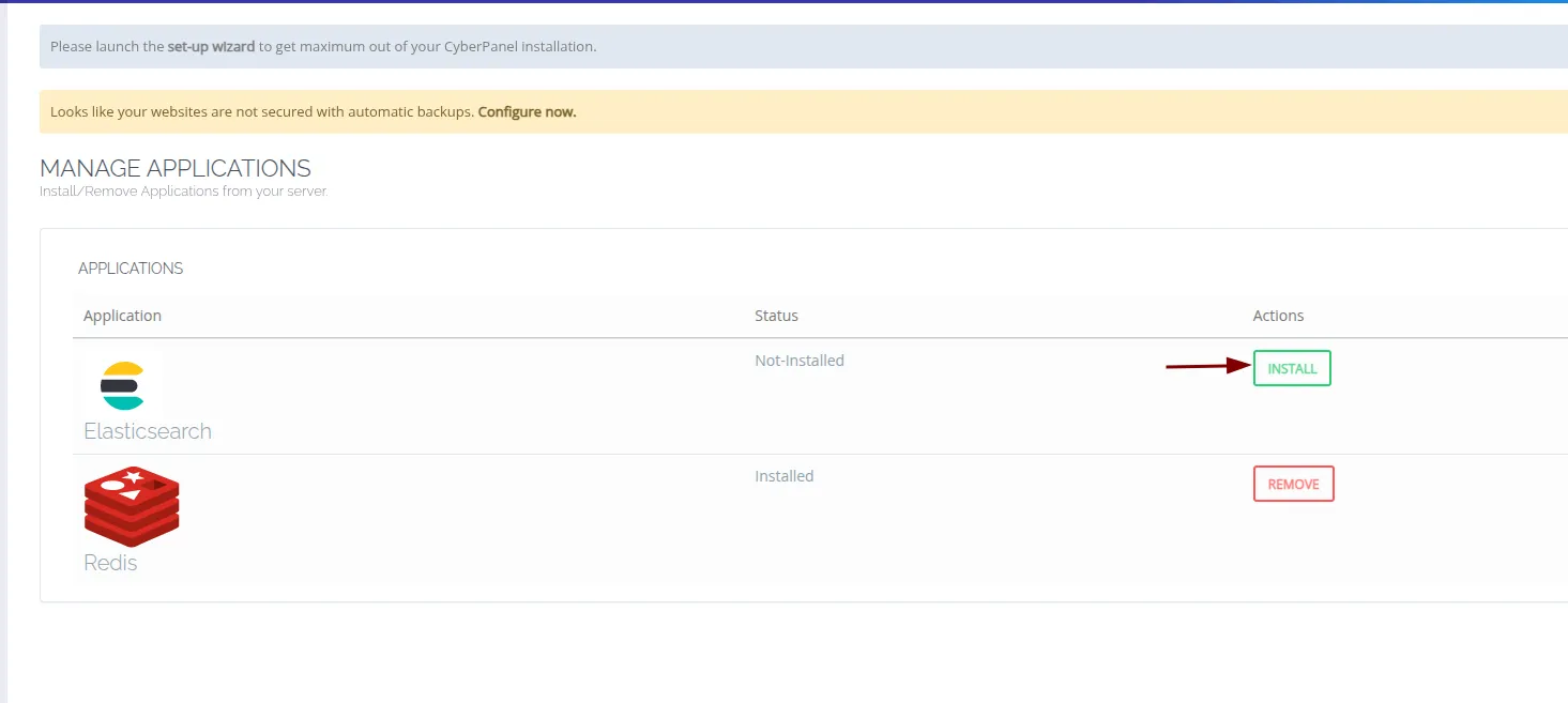 Tìm Elasticsearch, sau đó nhấn nút Install
