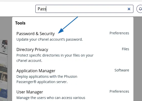 Tìm mục Password & Security