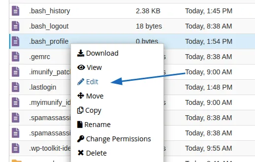  Kiểm tra thông tin file cấu hình shell cho user