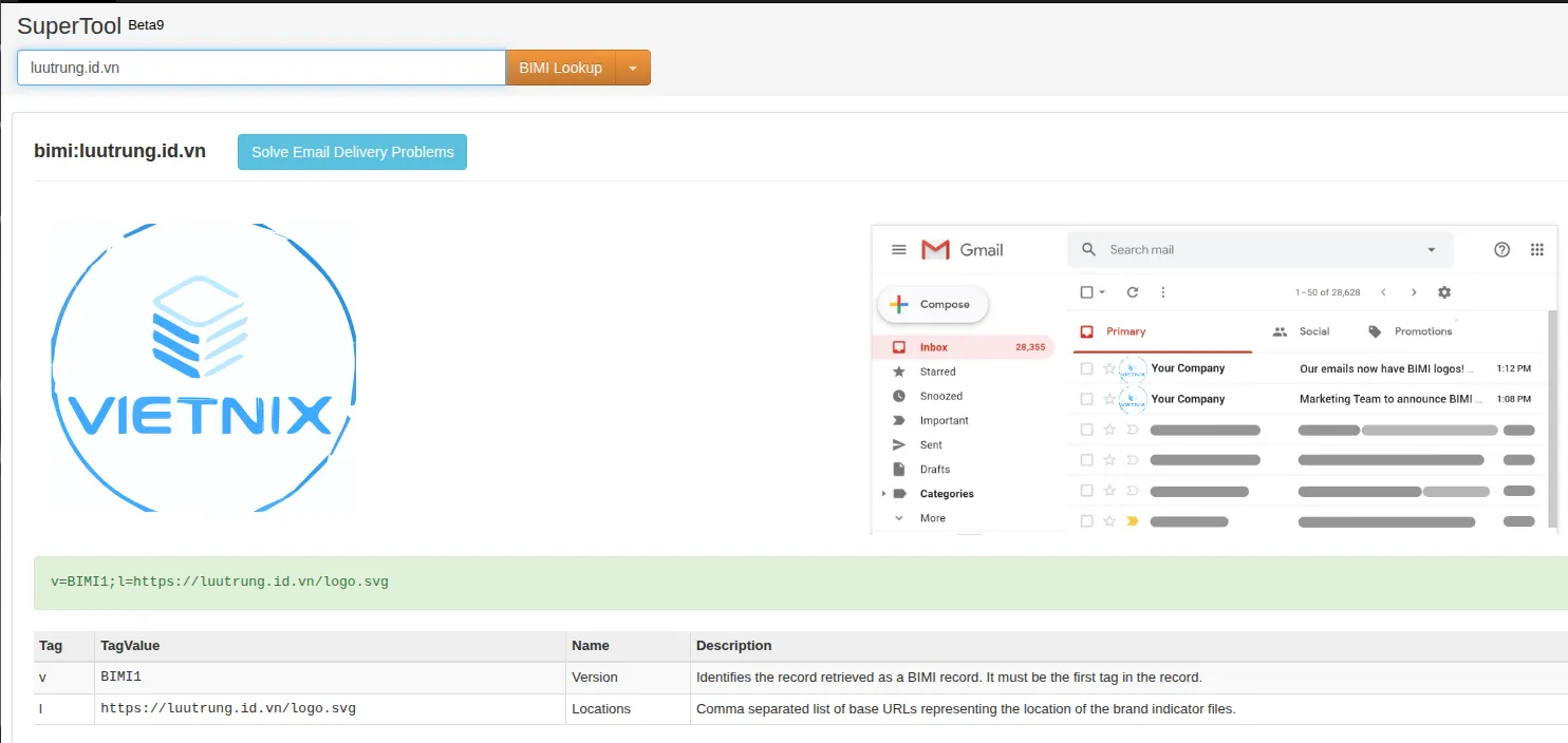 Bước 3: Kiểm tra bản ghi BIMI