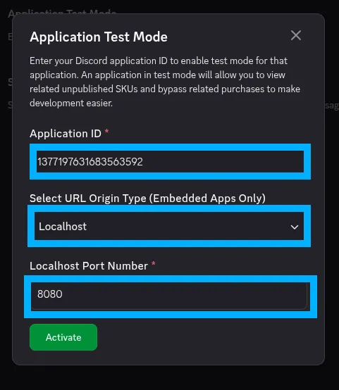 Nhập Application ID với URL Origin Type