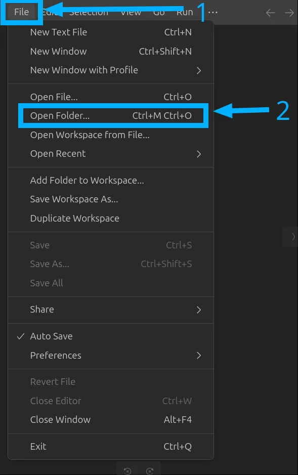 Chọn Open Folder