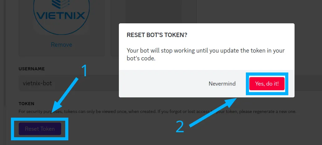 Chọn Reset Token