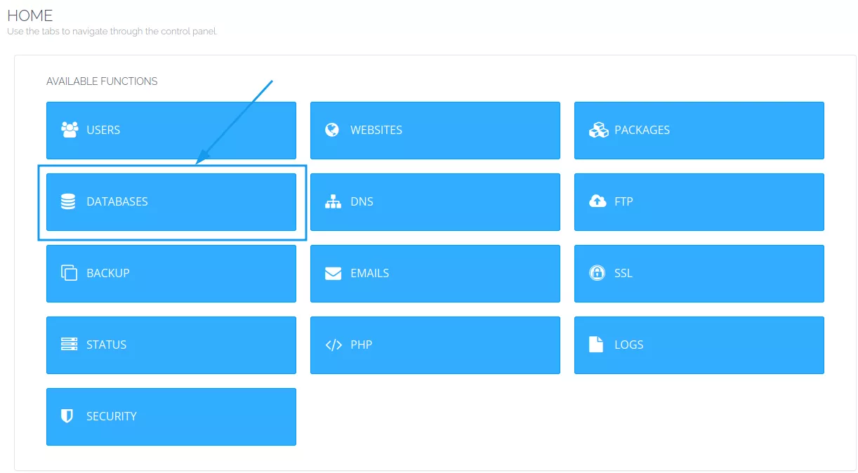 Hướng dẫn tạo database trên CyberPanel nhanh chóng 15 Truy cập mục Database