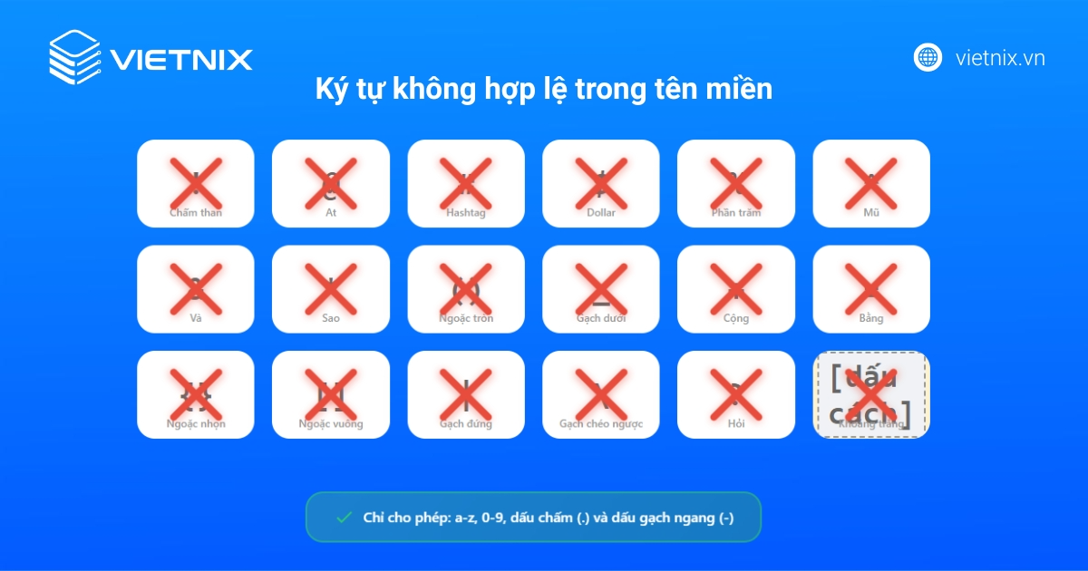 Các ký tự không hợp lệ trong tên miền
