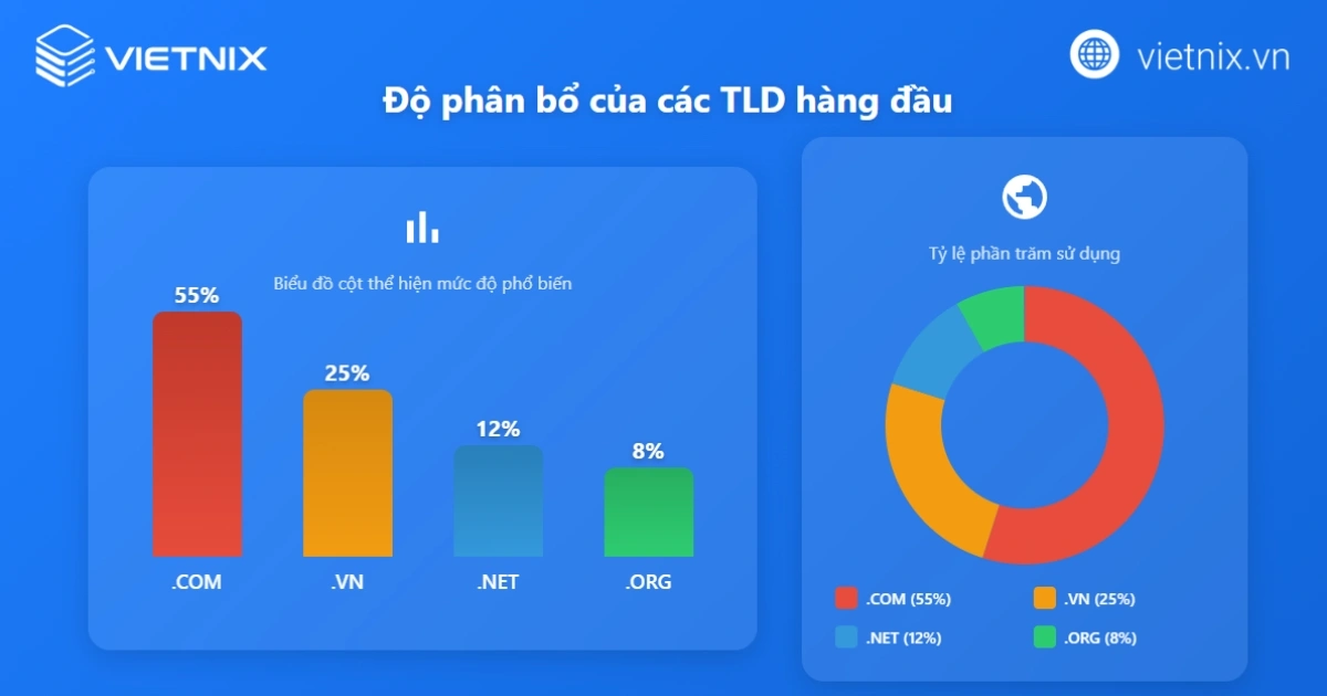 Top 12 tên miền phổ biến nhất hiện nay: Ý nghĩa và cách chọn 16 Sơ đồ phân bổ độ phổ biển của các TLD