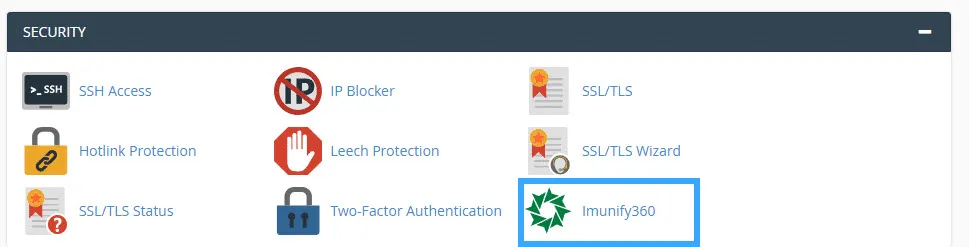 Đến mục SECURITY và tìm Imunify360