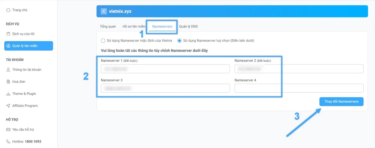 Cách trỏ tên miền về hosting bằng Nameserver & Record A 45 tro ten mien ve hosting 5