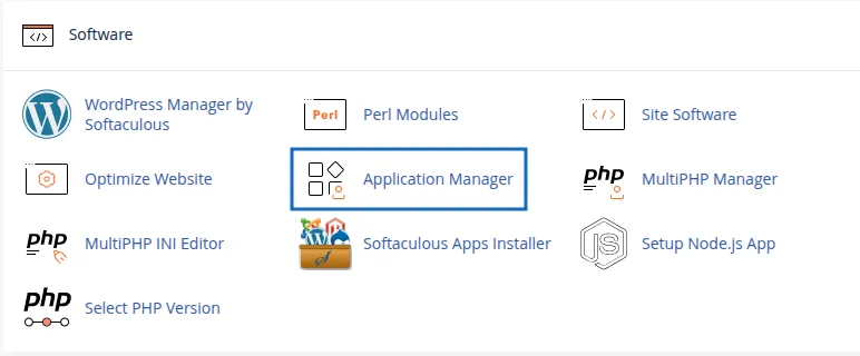Truy cập Application Manager trên cPanel