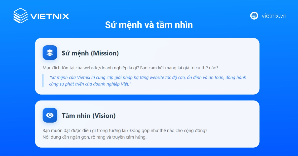 Cách viết trang giới thiệu cho website chuyên nghiệp và thu hút 25 Thể hiện tầm nhìn và sứ mệnh của doanh nghiệp trên trang giới thiệu