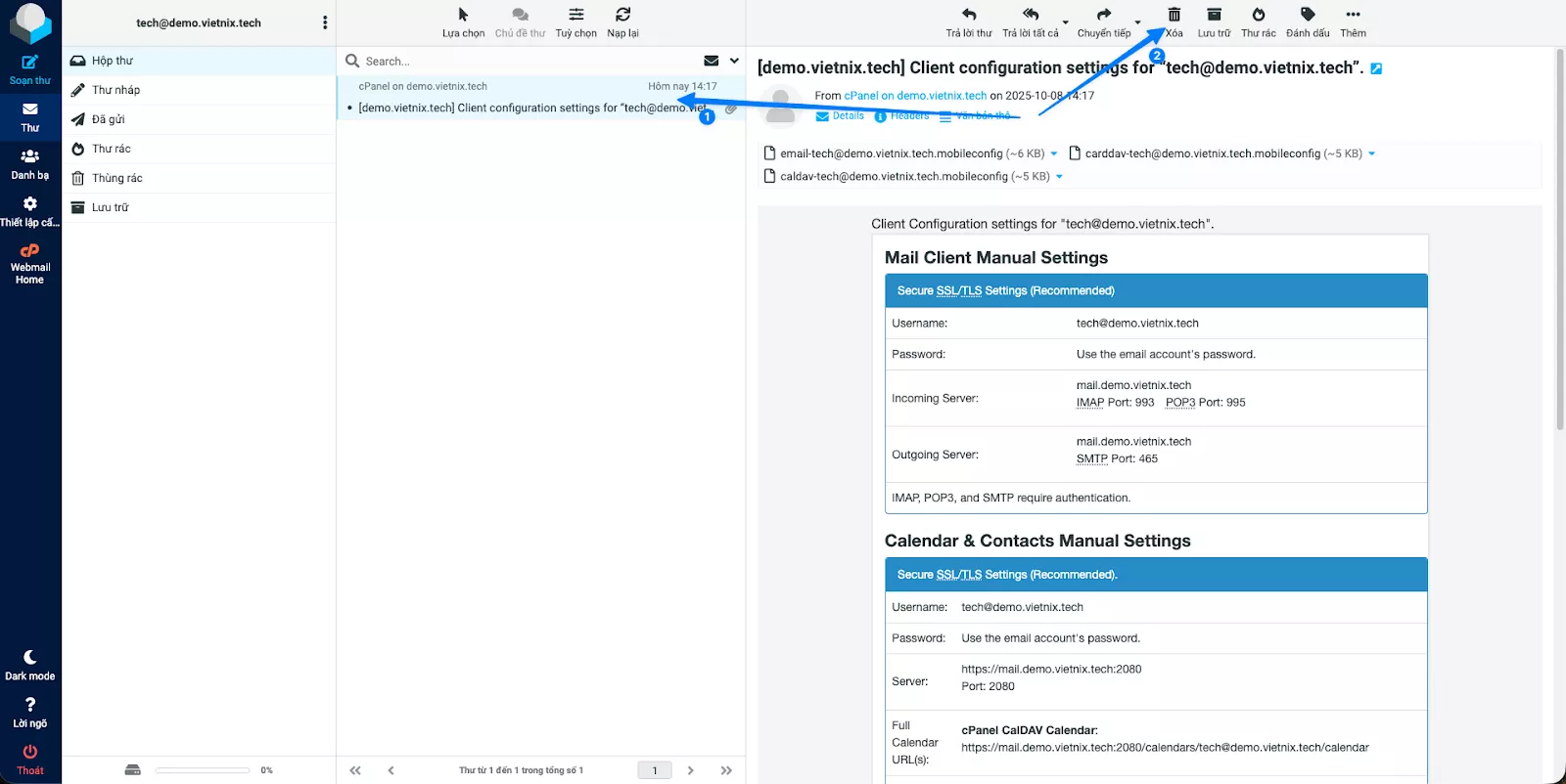 Roundcube webmail là gì? Hướng dẫn sử dụng webmail Roundcube 38 Cách xóa một email riêng lẻ
