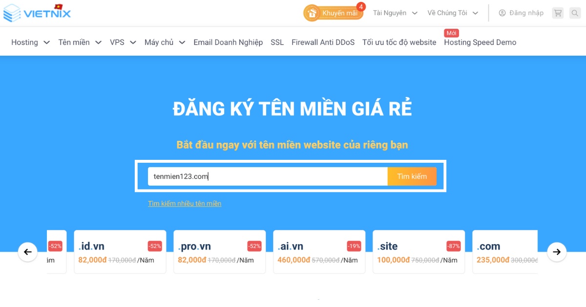 Tìm kiếm và lựa chọn tên miền