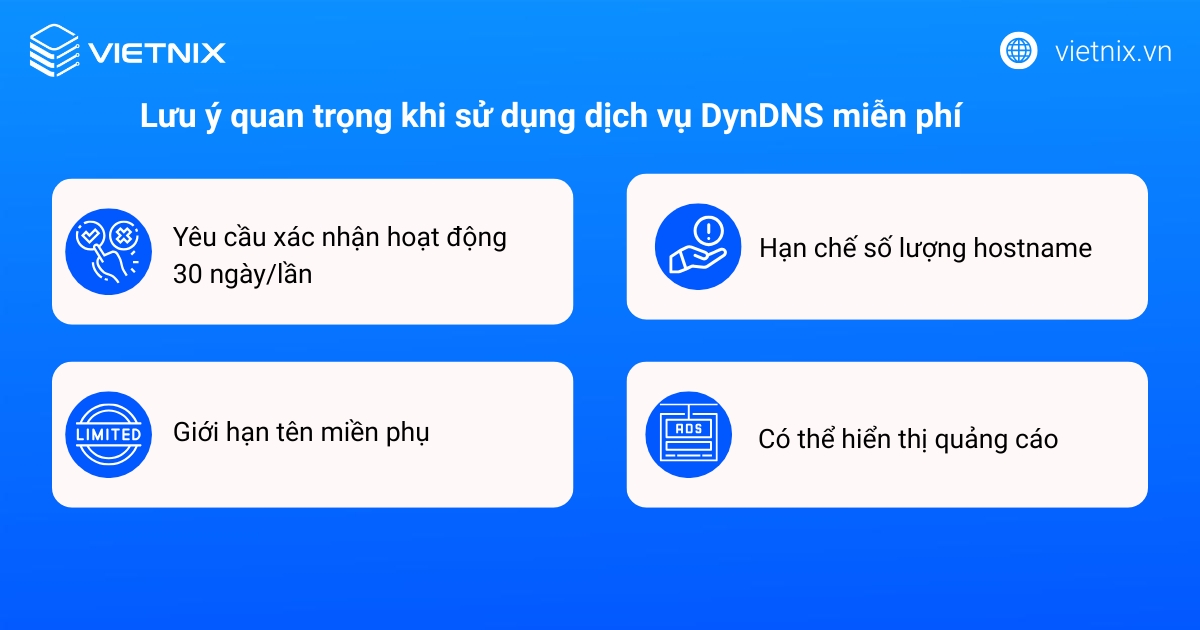 Lưu ý quan trọng khi sử dụng dịch vụ DynDNS miễn phí