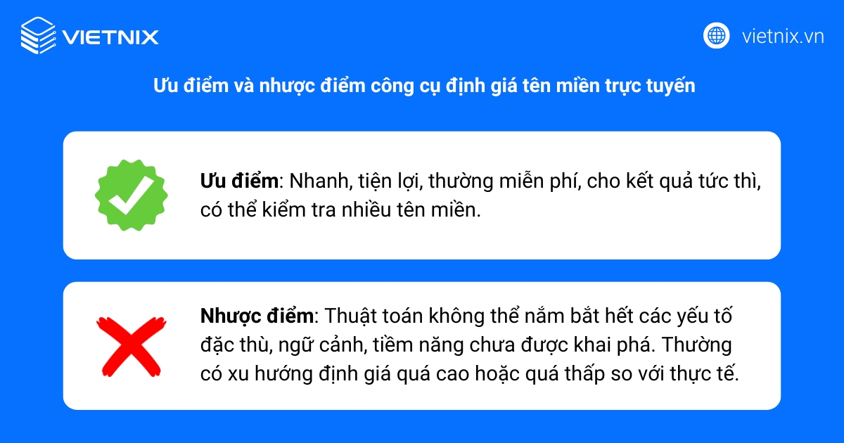 Định giá tên miền là gì? 7 cách thẩm định giá trị hiệu quả nhất 63 Ưu nhược điểm việc sử dụng công cụ định giá tên miền trực tuyến
