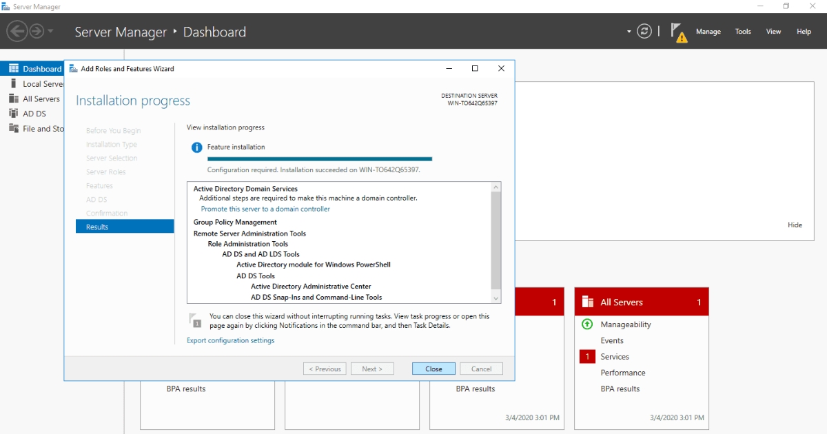 Domain Controller là gì? Chức năng, lợi ích và cách triển khai 62 Bạn đợi cho tới khi việc cài đặt thành công