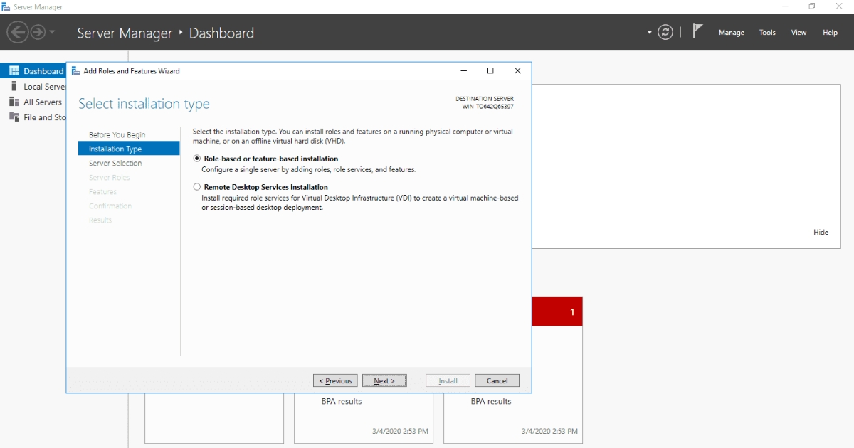 Domain Controller là gì? Chức năng, lợi ích và cách triển khai 55 Bạn chọn Role-Based or Feature-Based Installation rồi nhấn Next
