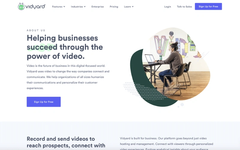 Cách viết trang giới thiệu cho website chuyên nghiệp và thu hút 37 Vidyard chứng minh giá trị bằng cách để sản phẩm tự giải quyết vấn đề