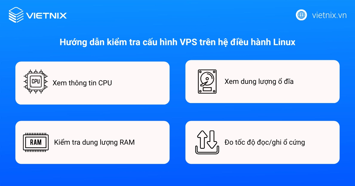 Cách kiểm tra cấu hình VPS Linux, Windows chi tiết 13 Hướng dẫn kiểm tra cấu hình VPS trên hệ điều hành Linux