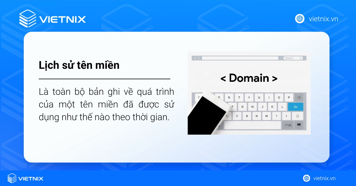 Lịch sử tên miền là toàn bộ bản ghi về quá trình một tên miền đã được sử dụng theo thời gian