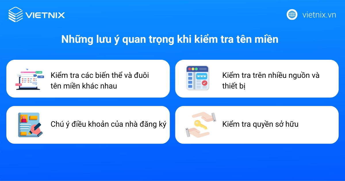 Những lưu ý quan trọng khi kiểm tra tên miền