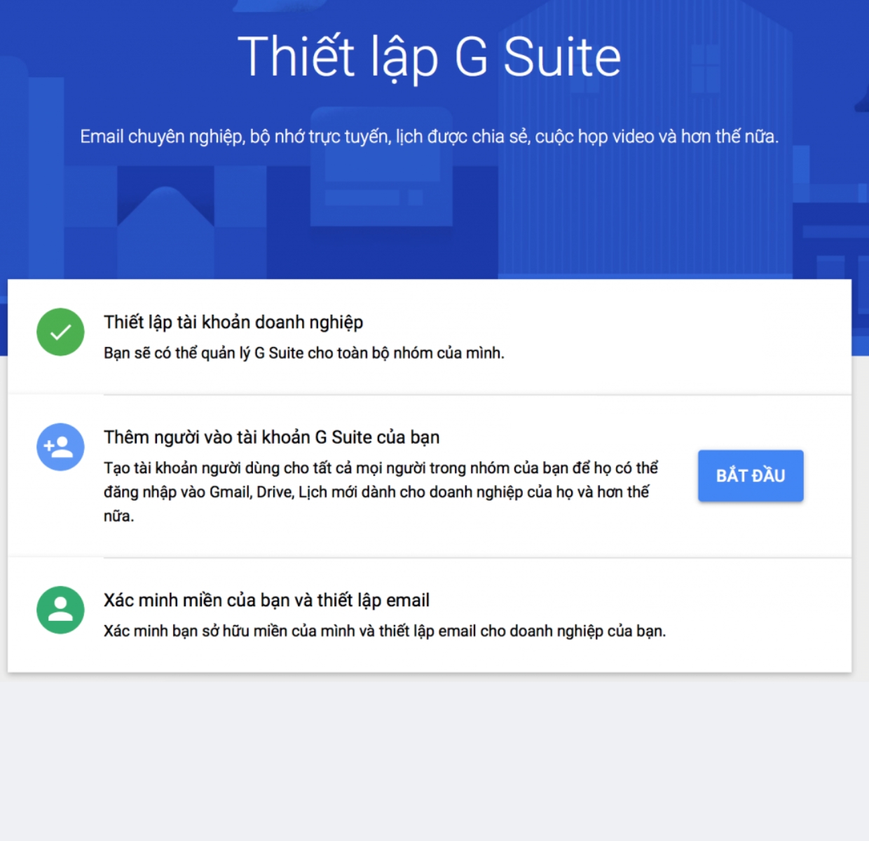 Bạn có thể thêm người dùng để tạo các email nhân viên theo tên miền riêng