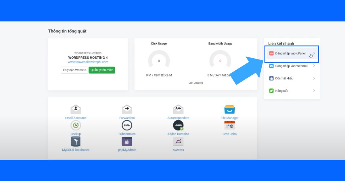 Đầu tiên, bạn cần đăng nhập vào tài khoản cPanel