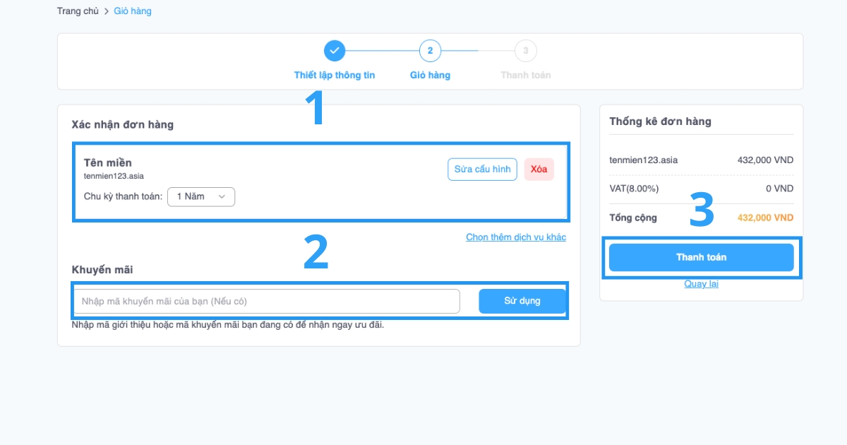 Sau khi đã chắc chắn, bạn nhấn vào nút Thanh toán.