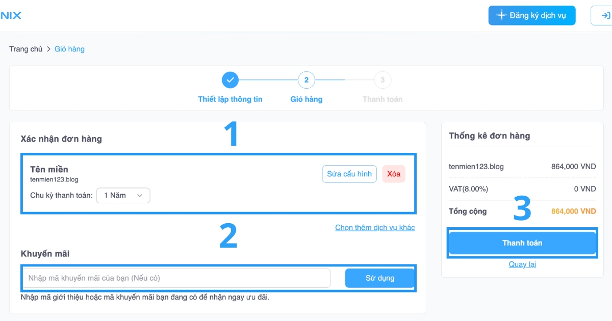 Khi tất cả thông tin đã chính xác, bạn nhấn Thanh toán.