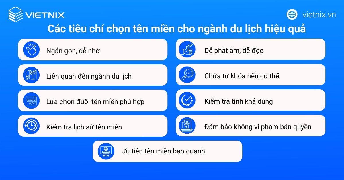 Cách chọn tên miền cho ngành du lịch phù hợp, dễ nhớ 18 Các tiêu chí chọn tên miền cho ngành du lịch hiệu quả