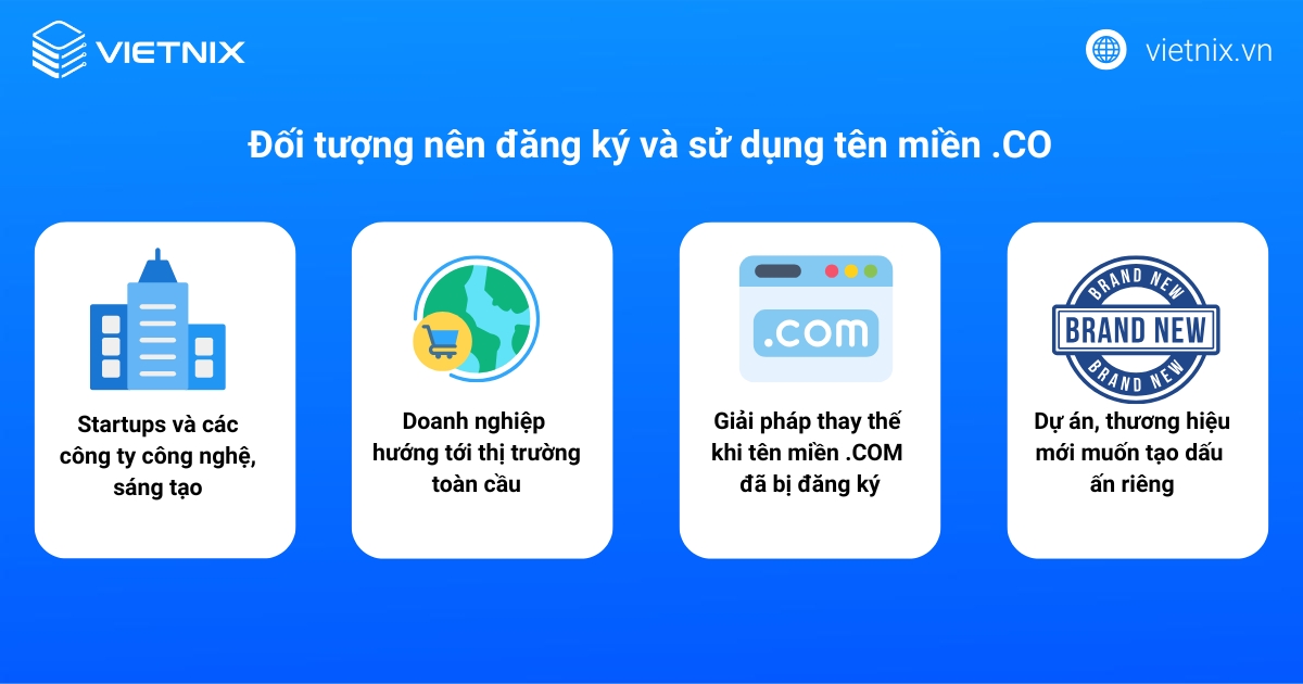 Tên miền .CO là gì? So sánh tên miền .CO với .COM và cách đăng ký chi tiết 38 Đối tượng nên đăng ký và sử dụng tên miền .CO