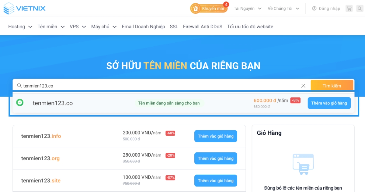 Tên miền .CO là gì? So sánh tên miền .CO với .COM và cách đăng ký chi tiết 41 Bạn hãy nhấn Thêm vào giỏ hàng