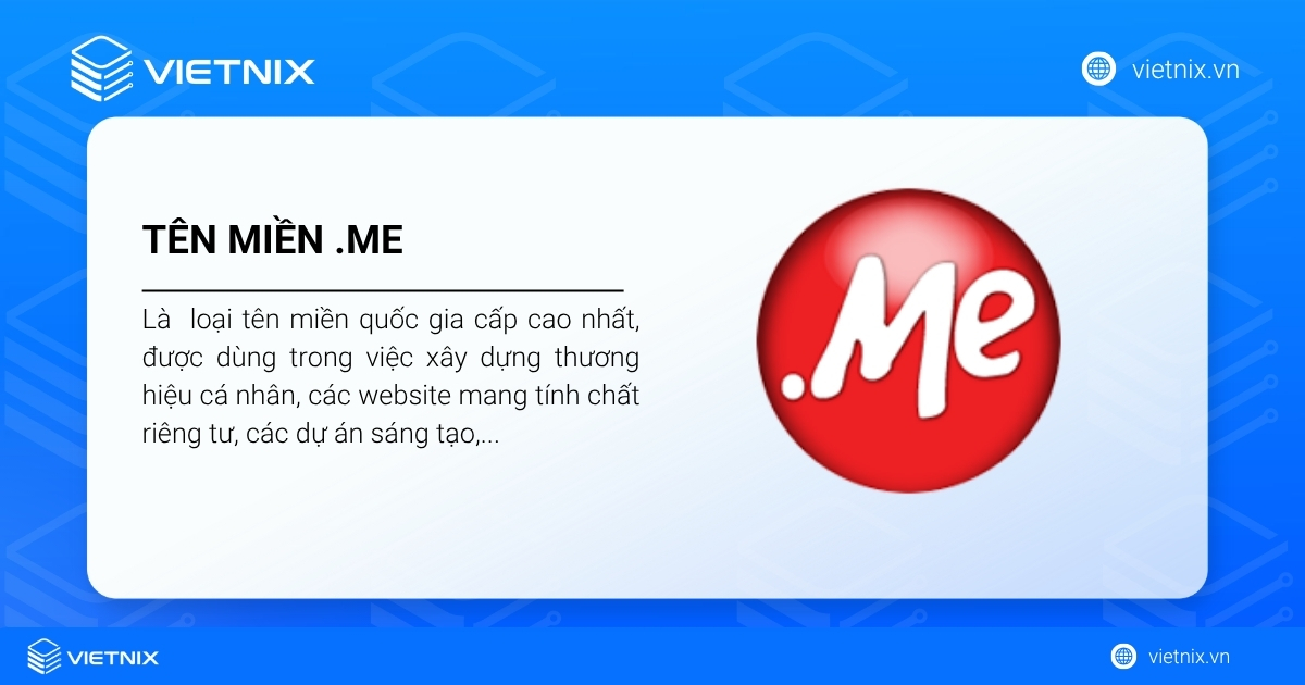 Tên miền .me là loại tên miền quốc gia cấp cao nhất (ccTLD)