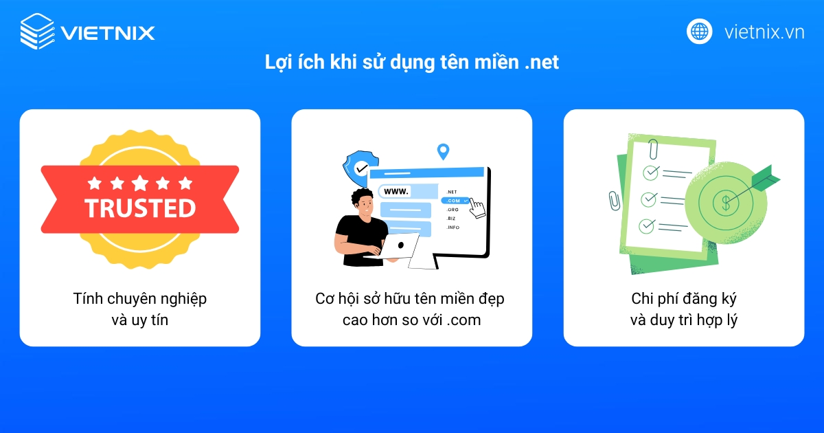 Tên miền .net mang lại nhiều lợi ích cho người dùng