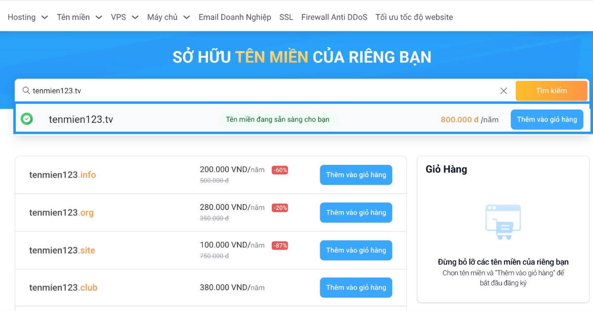 Ở bước này, bạn có thể tùy chỉnh số năm đăng ký theo nhu cầu rồi nhấn Thêm vào giỏ hàng.