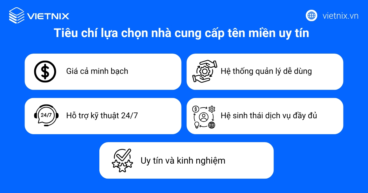 Tiêu chí lựa chọn nhà cung cấp tên miền uy tín