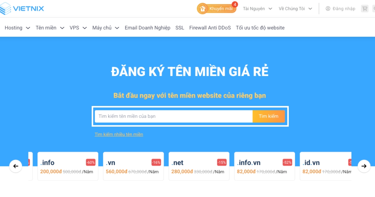 Bạn cần nhập chính xác tên miền .asia mà mình dự định đăng ký và nhấn Tìm kiếm