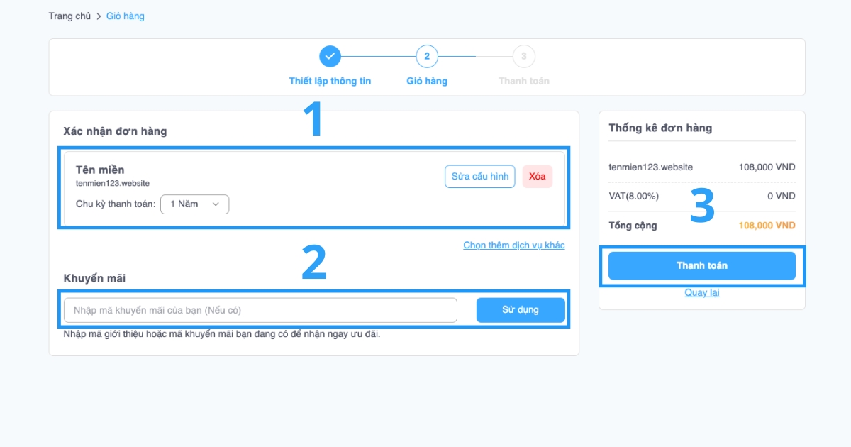 Sau khi đã kiểm tra thông tin chính xác, bạn nhấn vào nút Thanh toán.