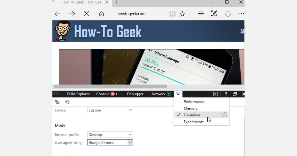 Hãy tìm và chuyển sang tab có tên là Emulation