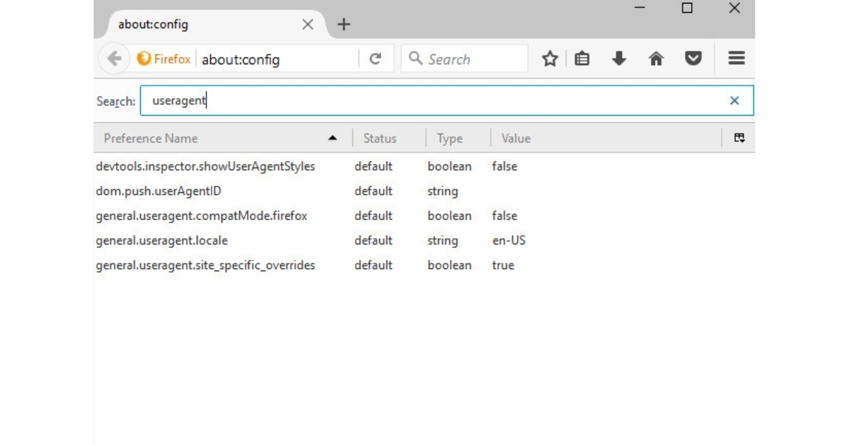 Hãy tìm một mục có tên là general.useragent.override