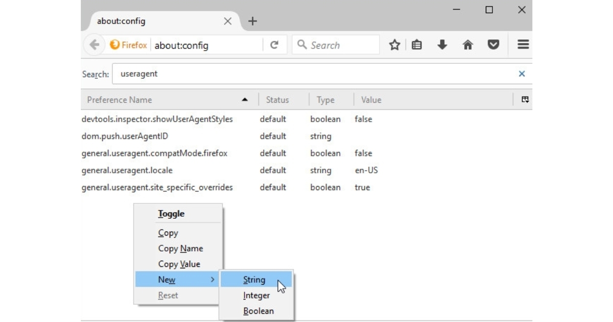 Để tạo mới, bạn hãy nhấp chuột phải vào vùng trống, chọn New, sau đó chọn String