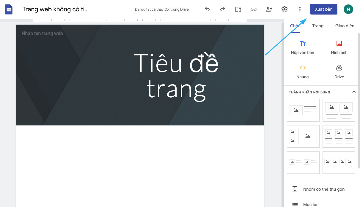 Sau khi thêm tên miền vào Google Site ta có thể xuất bản website.