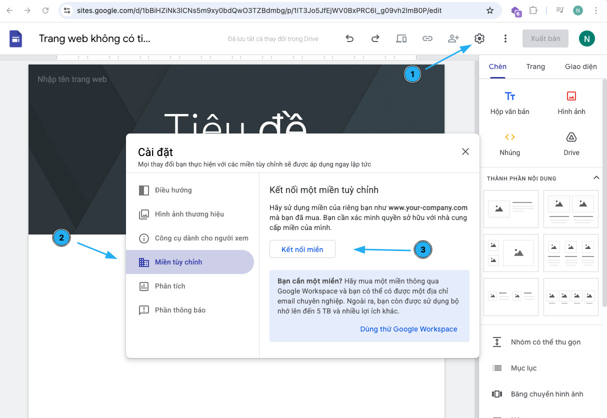 Bạn hãy chọn mục Miền tùy chỉnh