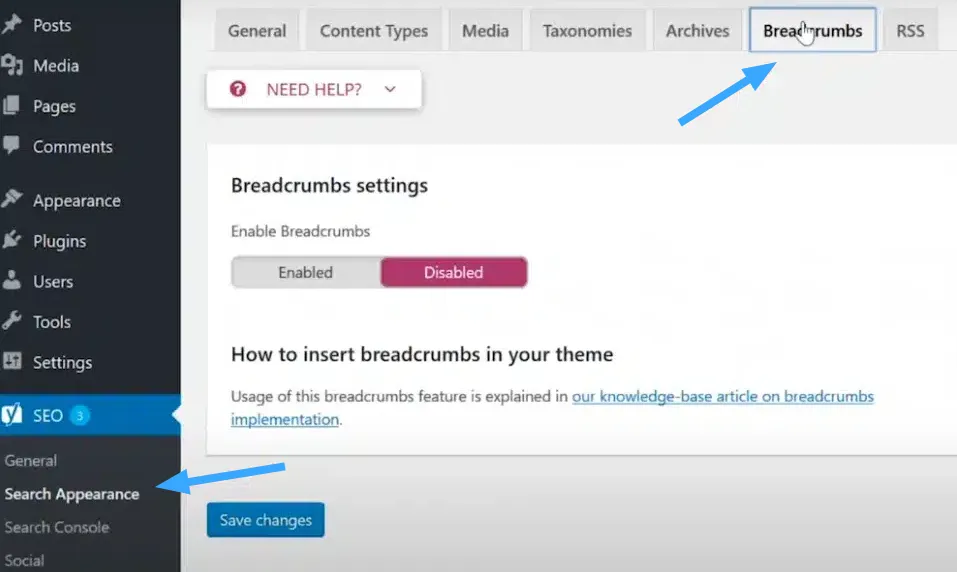 Cài đặt Breadcrumb