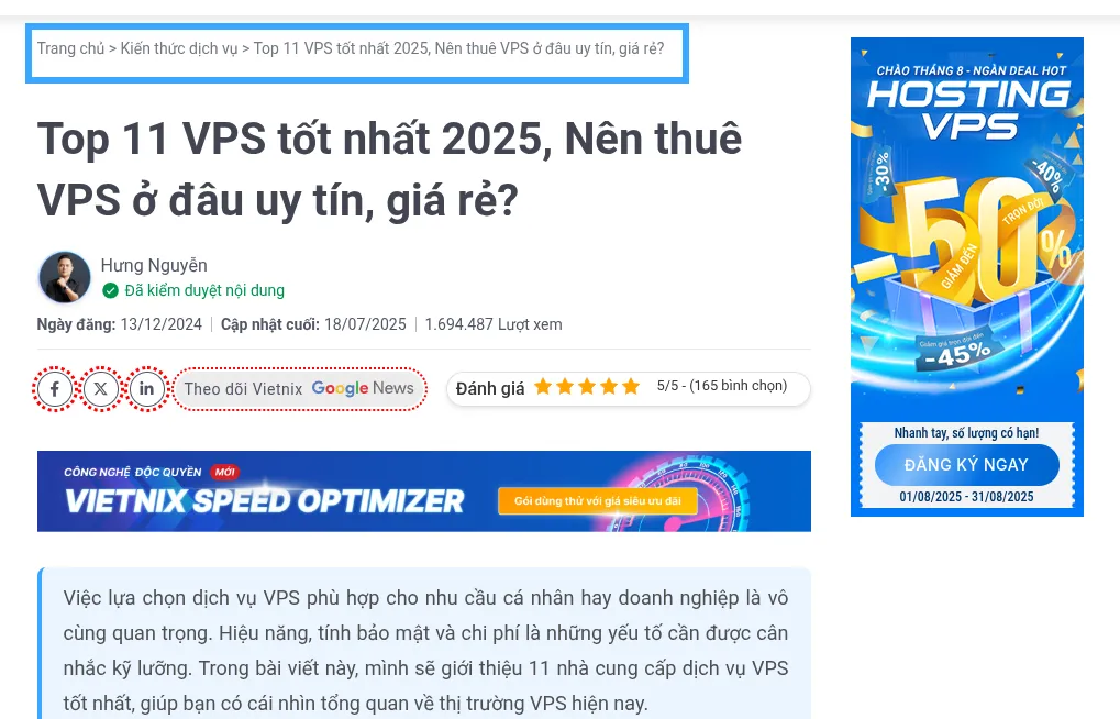 Ví dụ về Breadcrumb