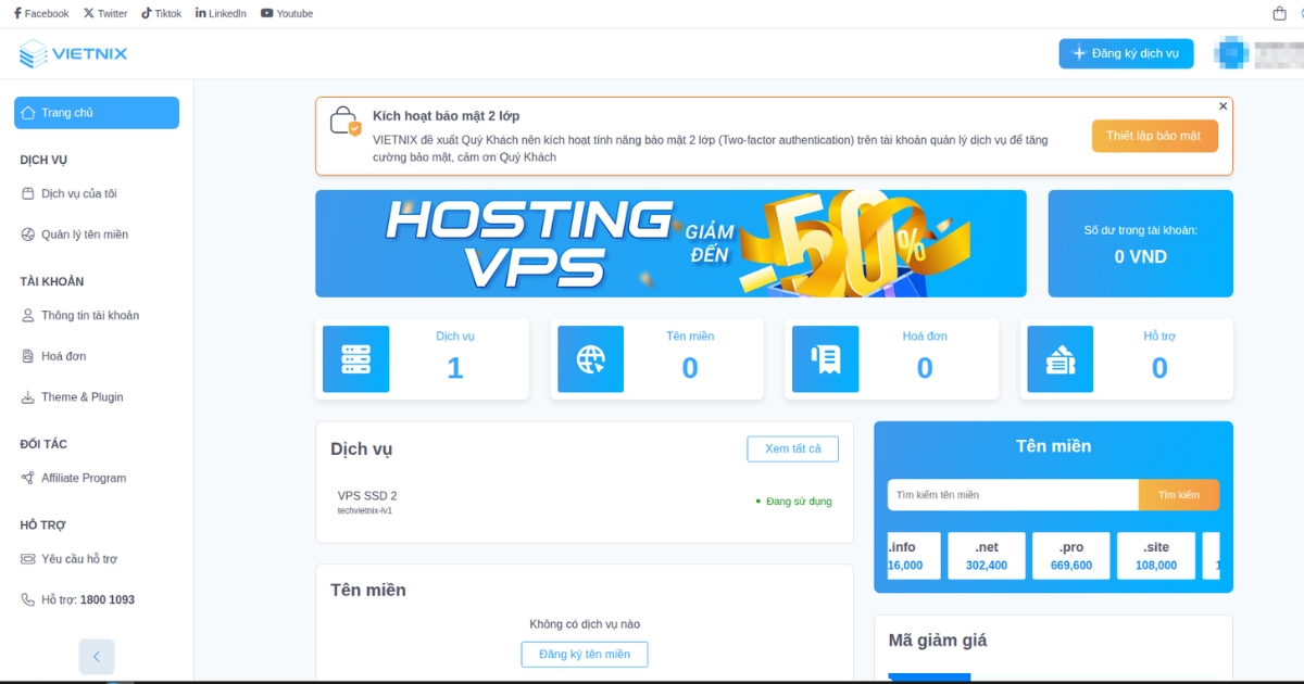 Hướng dẫn cài lại hệ điều hành VPS chi tiết 21 Đăng nhập vào tài khoản Vietnix
