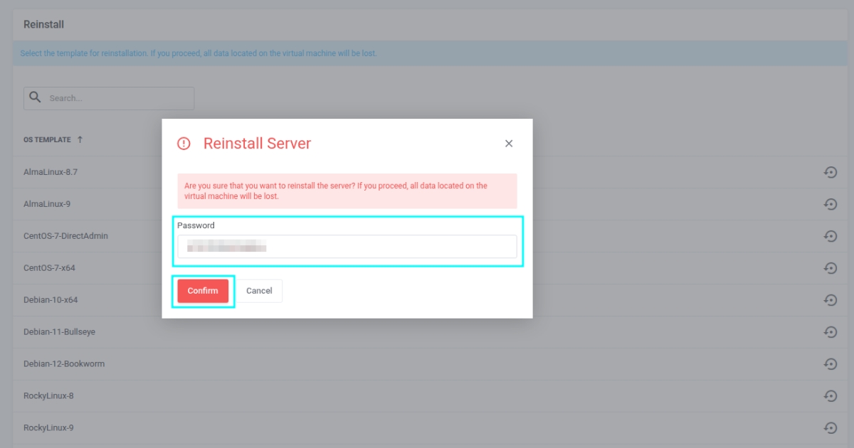 Hướng dẫn cài lại hệ điều hành VPS chi tiết 26 Hệ thống sẽ hiển thị một cảnh báo cuối cùng về việc xóa dữ liệu