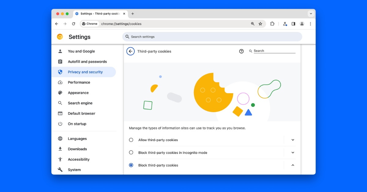 Bạn chọn Chặn cookie của bên thứ ba